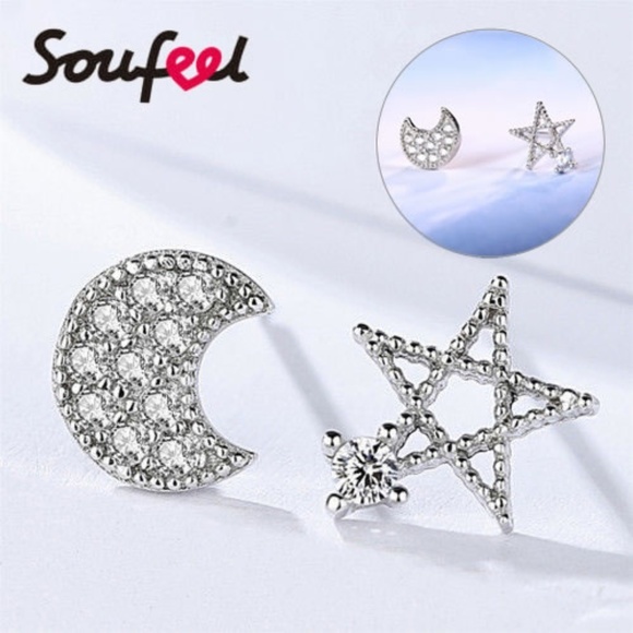 SOUFEEL Star and Moon Earrings Silver - Picture 1 of 4